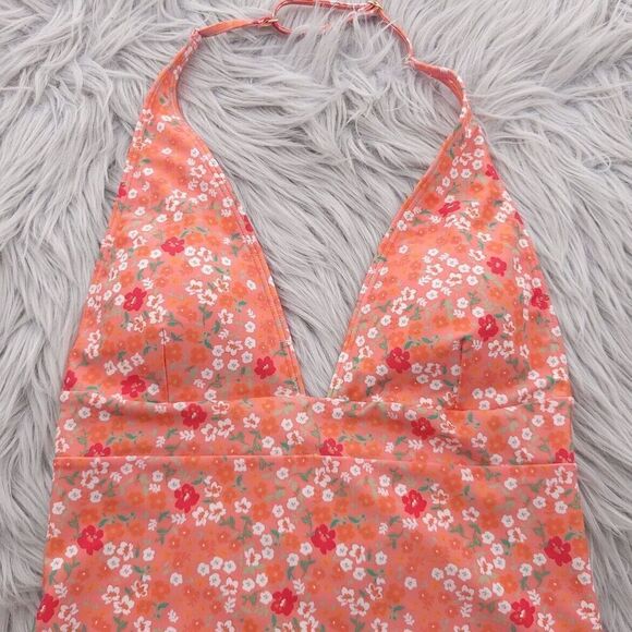 Summersalt Deep V HOP Orange Floral Womens One Piece Swim Bathing Suit Size 2 - Picture 4 of 12